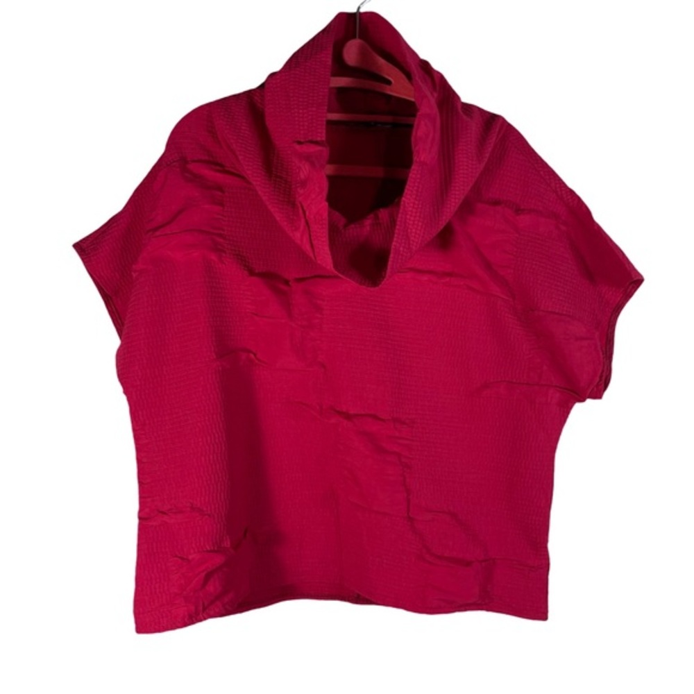 KOZAN Women’s Mock Neck Blouse Top Size S Color Hot Pink